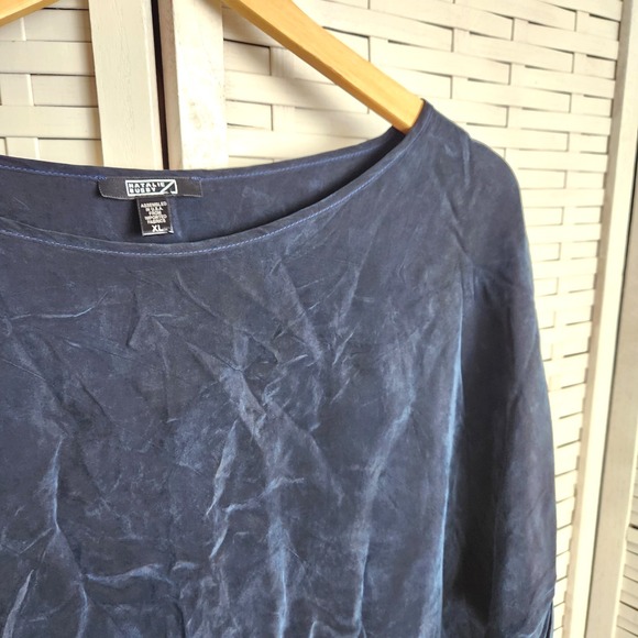 Natalie‎ Busby Cupro Shiny Navy Blue Oversized Dress Size XL Minimalist Style - Picture 2 of 7